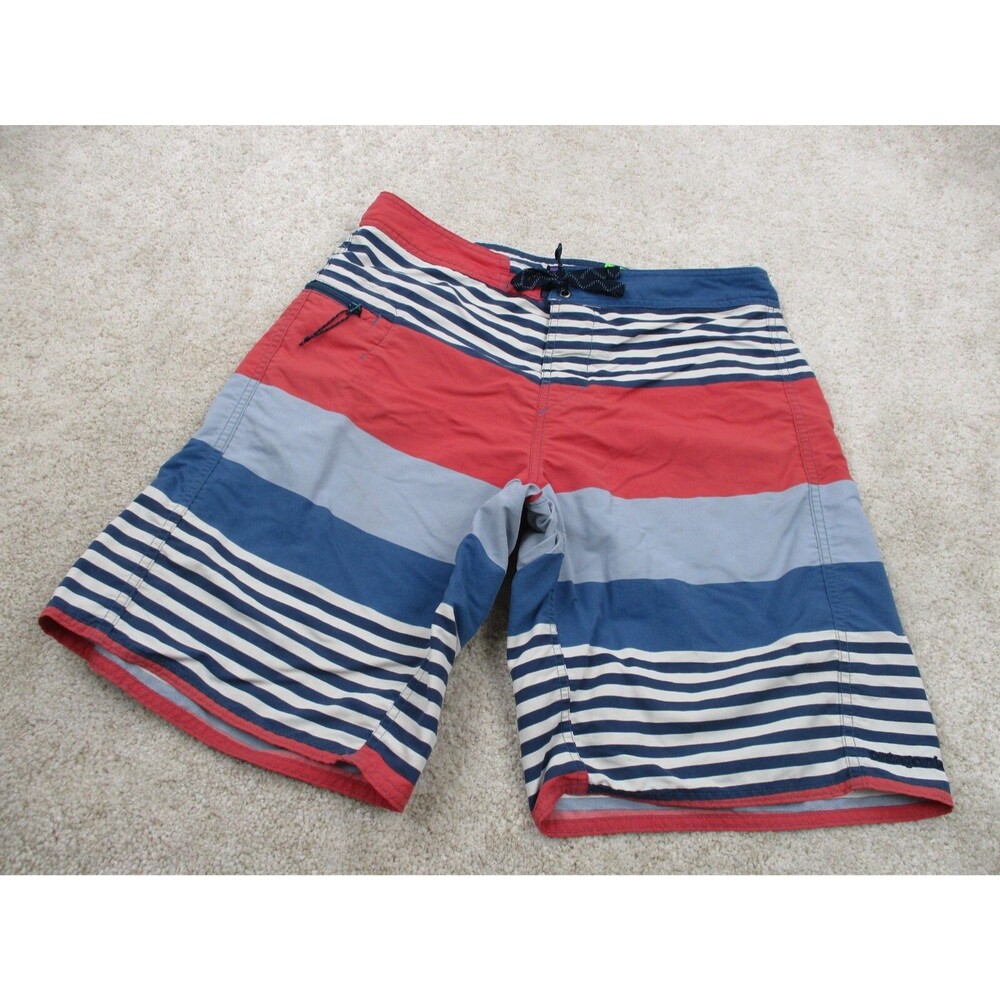 Patagonia Wavefarer Board Shorts 20" Men 32 Red White Blue Striped Swim Trunks - Picture 2 of 14